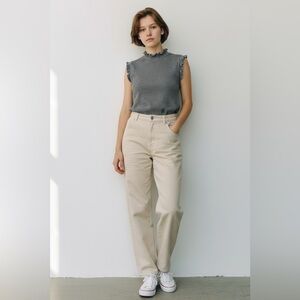 Maurices Black and Gray Striped Ruffle Tank Top